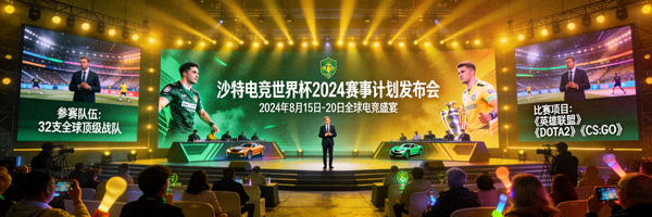 沙特电竞世界杯发布会现场，宣布2024年赛事计划